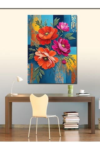 Kanvas Tablo Renkli Çiçek Kompozisyon Sanatı 50cmx70cm