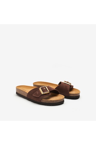 Cocoa Terlik Kadın 17b0 Frau Velour-s Suede Band Kahverengi