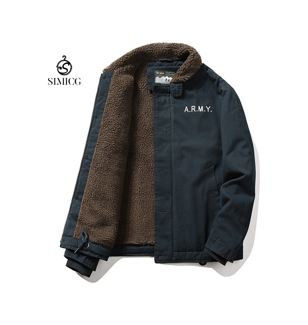 Kalın Kürk Yakalı Ve Polar Ceketli Erkek Kışlık Kısa Kuzu Yünü Palto Mavi