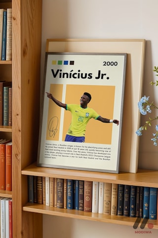 Vinicius Jr Futbol Posteri, Siyah Çerçeveli Duvar Tablosu - Spor Severlere Hediye