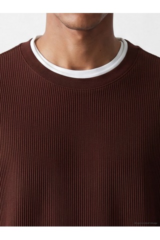 Lcw Vision Bordo Bisiklet Yaka Fitilli Erkek Sweatshirt