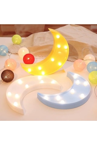 Dekoratif Led Ay Gece Lambası Beyaz