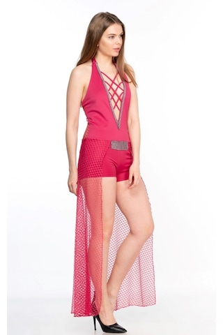 Deri Arkası Kuyruklu Kadın Tulum