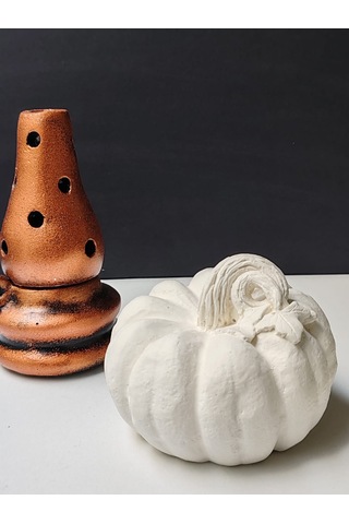 Dekoratif Balkabağı Orta Boy, Ham Beyaz El Yapımı, Ev Dekoru, Masa Dekoru, Obje, Biblo