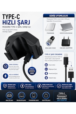 Kenly 20 Db Usb Şarjlı Bisiklet Kornası Alarm Zili Anti Hırsızlık Elektrikli Korna Scooter Uyumlu Siyah