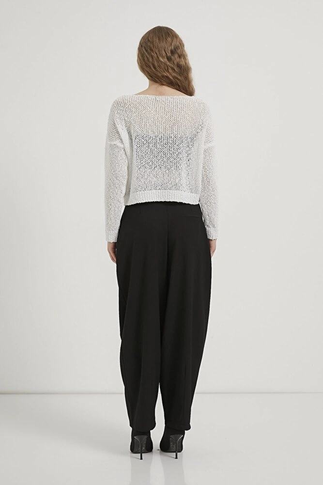 Kadın Standart Beden Düşük Omuz Transparan Şık Ve Zarif Tasarım Triko Kazak Çok Renkli