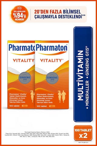 Pharmaton Vitality 100 Tablet 2'li