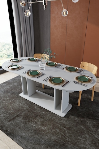 Modern 8 Kişilik Mutfak Yemek Masası %100 Mdf Mutfak Yemek Odası Masası Ym08 Kül Gri
