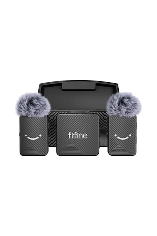 Fifine M9 Kablosuz Yaka Mikrofon Seti - 2 Kişilik Mikrofon Kamera Seti