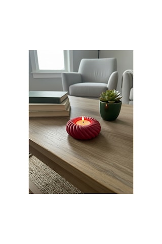 Minimalist Burgu Tasarım 3d Mumluk - Dekoratif Tealight Mum Tutucu - Modern Ev Hediyesi Kırmızı