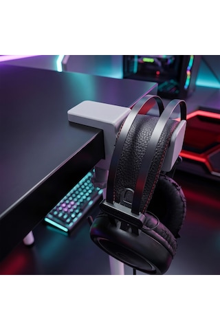 Masa Kenarı Kulaklık Standı, Gri Kulaklık Standı, 0-5 Cm Masa Kalınlığına Uyumlu, Dayanıklı Gaming Kulaklık Askısı, Kulaklık Tutucu