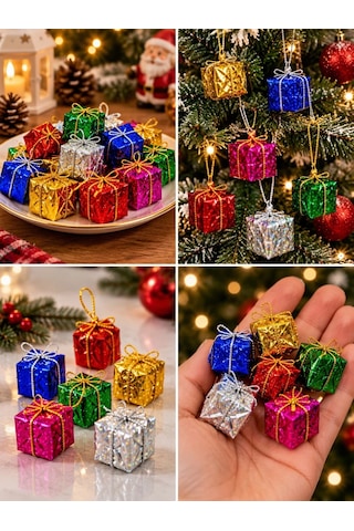 Ers 24 Adet 3 Cm Yılbaşı Ağacı Süsü Mini Hediye Paketi Süsleri Renkli Noel Ağacı Dekoru Diğer
