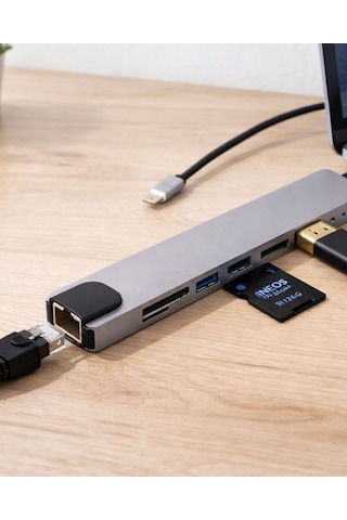 Northcity Çok Fonksiyonlu Type C Hub Usb Hdmı Ethernet Kart Okuyucu