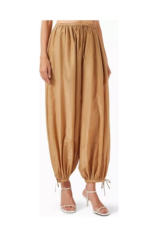 12storeez Cotton Silk Harem Pants, Hafif Ayarlanabilir Paçalı Yazlık Pantolon Bej