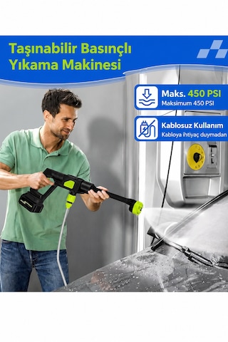 48v Şarjlı Basınçlı Yıkama Makinesi Kablosuz Oto Yıkama Tabancası Taşınabilir Tazyikli Su Tabancası