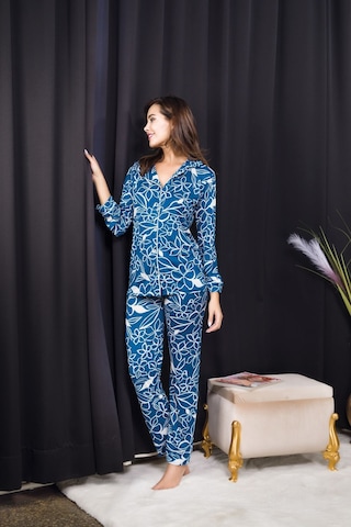 Bebekokusu Rahat Ve Şık Kadın Pijama - Mavi Mavi