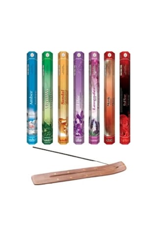 Flute Karışık Tütsü 7 x 20'li + Ahşap Tütsü Kayığı Flute Karışık Tütsü 7 x 20'li + Ahşap Tütsü Kayığı