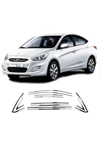 Hyundai Accent Blue Cam Çıtası Komple Set Çerçevesi Kromu Nikelajı