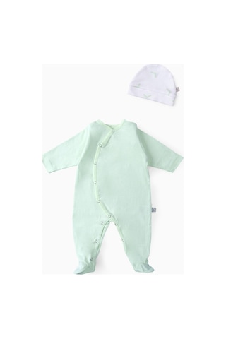 Boumini Bebek Patikli Tulum Şapka Set Mint Mint