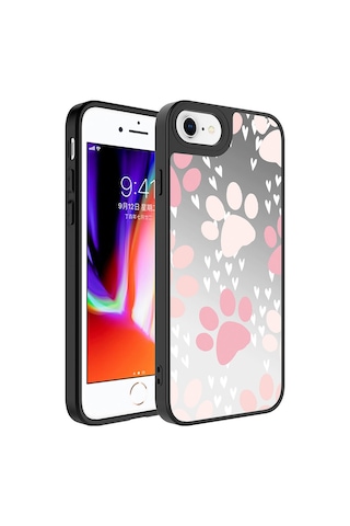 Goocamp Apple iPhone Uyumlu 7 Plus Kılıf Aynalı Desenli Kamera Korumalı Parlak Mirror Kapak - Pat Pati