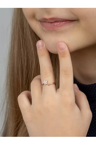 Veronika 925 Ayar Gümüş Ayrılabilir Çiçek Tasarımlı Rodyum Kaplama Taşlı Yüzük 84389504 Altın