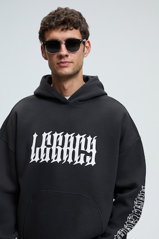 Grimelange ARMAND Erkek Kapüşonlu Kanguru Cepli Önü Baskılı Oversize Antrasit Sweatshirt