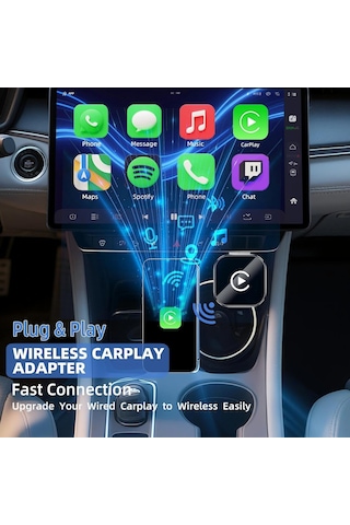 Gajeena 2025 Yeni Sürüm Mini Kablosuz Carplay & Android Auto Adaptörü - Usb/type-c - Hızlı Bağlantı - Ultra Kompakt Tasarım - Gümüş