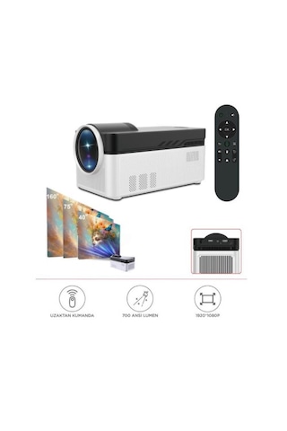 Torima HY450 Android Akıllı 8K-4K 1080 P BLuetooth 5.4 Projeksiyon Cihazı Beyaz