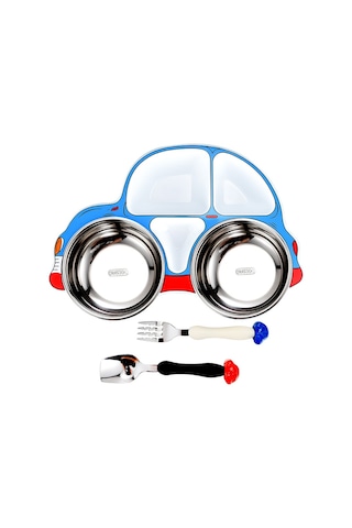 Sones 304 Paslanmaz Çelik Çocuk Araba Yemek Tabağı, Stil: Mavi Çıkarılabilir Ve Yıkanabilir