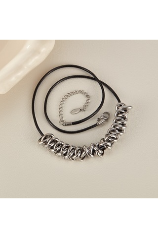 Sones Opk Gx2423 Kişiselleştirilmiş Deri Halat Paslanmaz Çelik Yüzük Kolye Ucu Aksesuarları