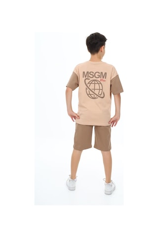 Erkek Çocuk Msgm Baskılı Şortlu Takım-5877-Kahverengi