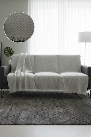 Pamuklu Koltuk Örtüsü 170x210 Cm Tekli&üçlü Koltuk,çekyat Ve Berjer İçin Modern Çizgili Yıkanabilir Gri