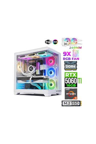 Xaser Astra X260 R5-5600X 32 GB 1 TB M.2 NVMe SSD 16 GB RTX5060Ti Free Dos Masaüstü Oyuncu Bilgisayarı