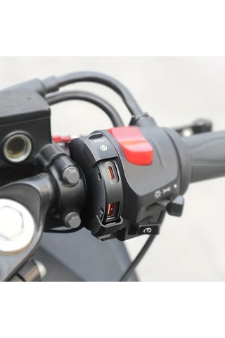 Motion003 Qc3.0 Su Gecirmez Motosiklet Sarj Usb Tip C 18w 30w Cift Portlu 12v 24v Siyah