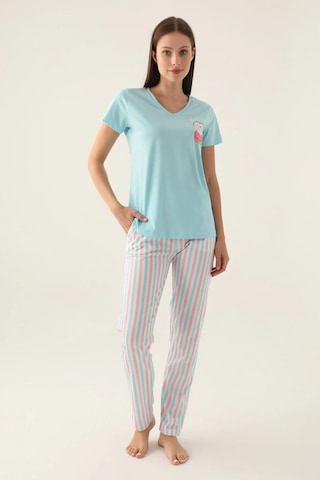 Arnetta 2888 Pamuklu Kısa Kol Kadın Pijama Takımı Açık Mavi