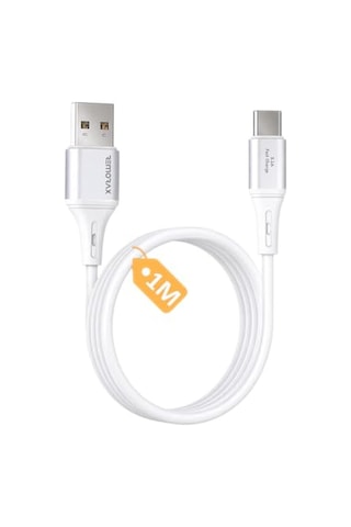 Usb A-type C Şarj Kablosu, 3.1a Hızlı Şarj, Beyaz/gümüş Metal, Remorax Wahoo 1ad X 1metre Beyaz Diğer