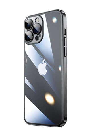 Apple Uyumlu iPhone 13 Pro Kılıf Sert Pc Renkli Çerçeveli Zore Riksos Kapak Siyah