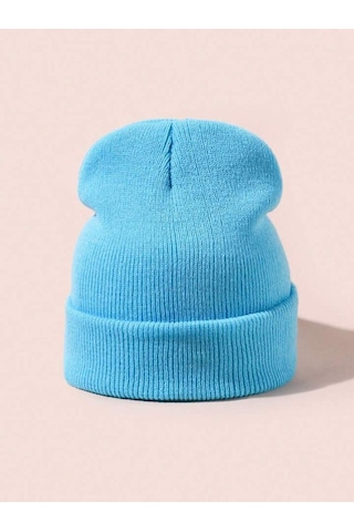 Eke Tekstil Unisex Katlamalı Kışlık Örme Bere Bebe Mavi