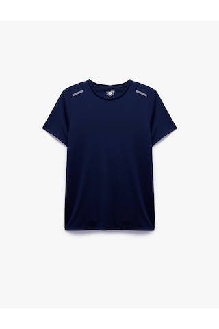Koton Kısa Kollu Baskılı Regular Fit Bisiklet Yaka Spor Tişört Lacivert 5sam10157nk Lacivert