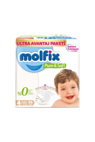Molfix Pure&Soft Bebek Bezi 4 Numara Maxi Ultra Avantaj Paketi 86 Adet