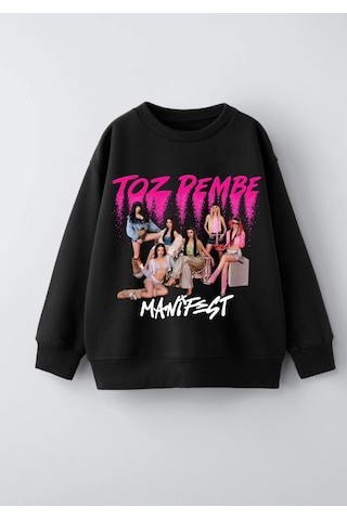 Seabubbles Manifest Toz Pembe Kız Çocuk Sweatshirt Siyah
