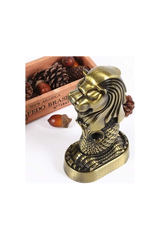 Vintage Metal Singapur Merlion Biblo Antik Bronz 16 Cm