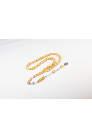 Burhan Sağlam Kapsül Kesim 12x8 Mm Sıkma Kehribar Alpaka Püsküllü Tesbih Bs2473613