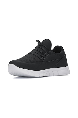 Günlük Kadın Erkek Sneaker Spor Ayakkabı Lastik Bağcıklı Fileli Nefes Alabilen Desenli Taban 05 Siyah - Beyaz