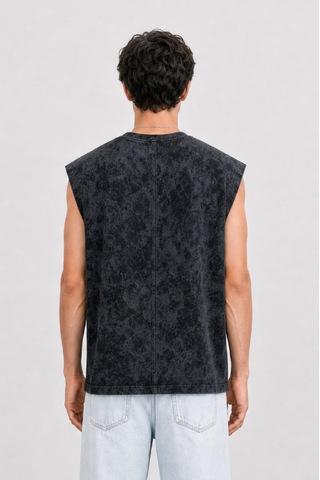 Respire Erkek Yıkamalı Tank Top Atlet Siyah
