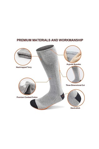 Monyee Kot Pantolon Isıtıcı Çoraplar - Pamuklu, Usb Type-c Şarjlı, Spor/kayak İçin, Erkek/kadın, Gri-mavi + Pil Kutusu Pil Yok Çok Renkli