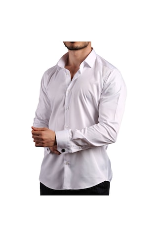 Dicotto Beyaz 8 Drop Ekstra Uzun Kol Dar Kesim Micro Kumaş Kol Düğmeli Slim Fit Erkek Gömlek - 197-1 001