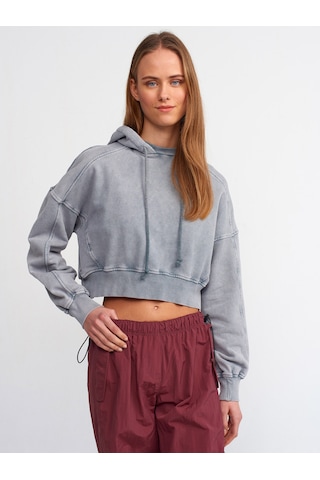 Dilvin Yıkama Efektli Sweatshirt Gri