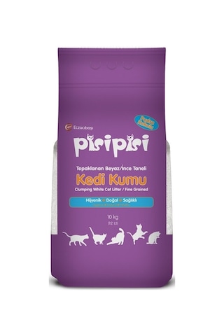 Eczacıbaşı Pisi Pisi Pudra Kokulu İnce Taneli Topaklaşan Kedi Kumu 2 x 10 KG