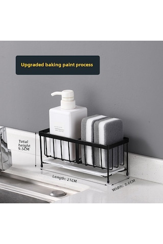 Teltree 304 Çelik Mutfak Sıvı Sabunu Depolama Rafı, Sünger Ve Çelik Topu İçin Sıvı Akışlı Tezgah Üstü Organizatörü Siyah Güncellenmiş Versiyon Diğer
